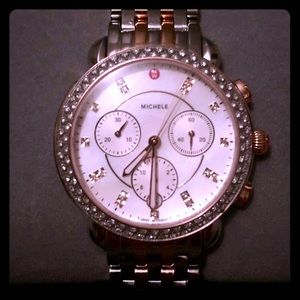 Michele Sidney Two-Tone Pink Gold Diamond Watch